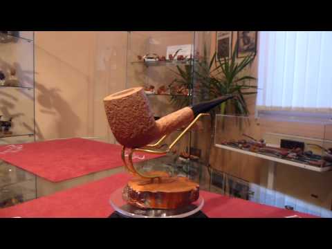 Pipa in radica billiard rusticata natural - www.paronellipipe.it