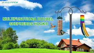 HULKNPEW Double Shepherds Hooks for Outdoor Heavy Duty, 42.7 to 108 Inch Adjustable Garden Hooks
