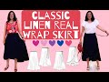 A CUTE CLASSIC in linen. Relaxed sewing with options. Bohemian wrap skirt (Pattern Emporium).