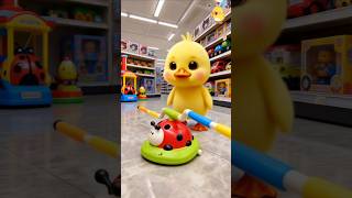 Cute Duck Buys Ladybug Swing Pole Toy | Plays with Dog & Boy in the Yard​
