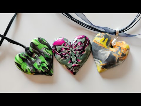 Hollow heart pendants, easy Polymer Clay Tutorial with scrap clay
