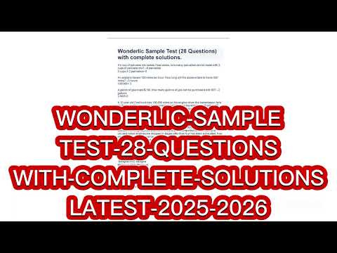 WONDERLIC SAMPLE TEST 28 QUESTIONS WITH COMPLETE S