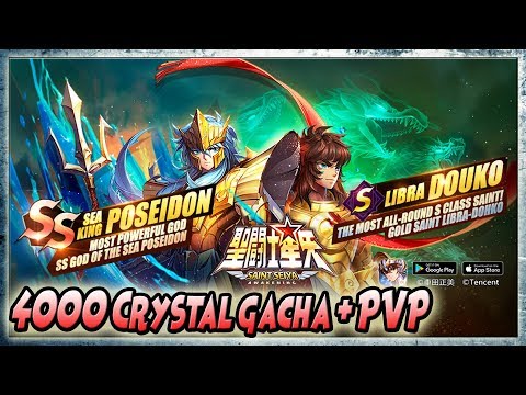 4000 Crystal GACHA!! PVP w/ Poseidon & Dohko - Saint Seiya Awakening