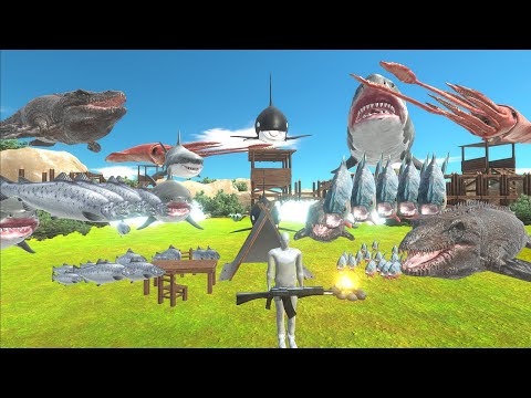 Jurassic World Evolution Camping 53 - Sea Creature attack on LAND - Animal Revolt Battle Simulator