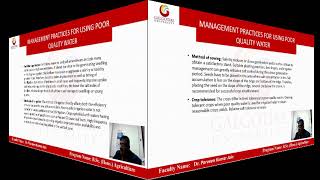 AGRI3013, PROBLEMATIC SOILS- Management Practices for Poor  using Quality Water