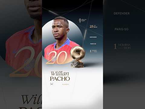 🏆 La 20e place du Ballon d'Or 2026 est attribuée à William Pachon (PSG) #ballondor #pacho #psg