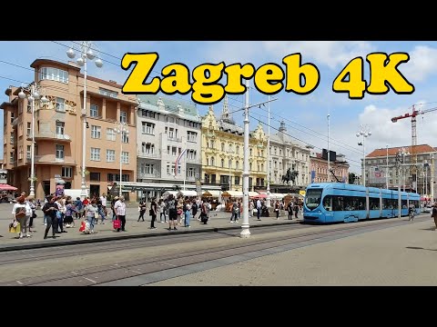 Caminhe por Zagreb, Croácia. [4K]