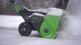 Видео обзор на снегоуборщик аккумуляторный Greenworks 56 см 82V GD82ST