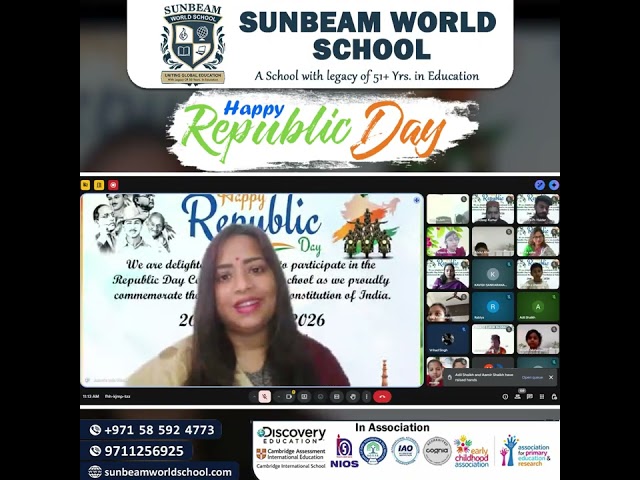Sunbeam World School celebrated the 76th Republic Day of India with great pride and enthusiasm.