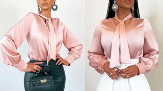 How to cut and sew a Tie-Neck Blouse