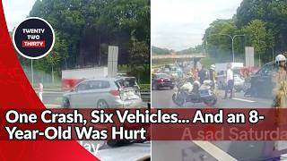 6-Vehicle PIE Accident Sends Child and Motorcyclist to Hospital Amid Major Congestion