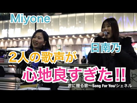 【うますぎる歌声に注目‼︎】2人の歌声が綺麗すぎて心地良すぎた‼︎君に贈る歌～Song For You（Miyone&日南乃 新宿路上ライブ）