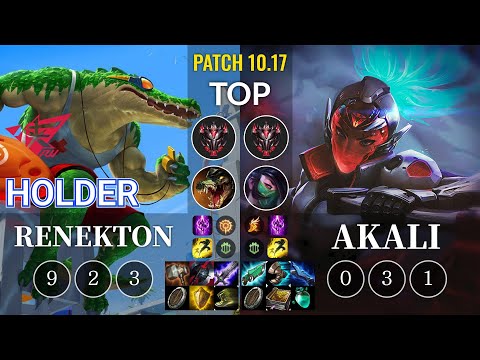 RW Holder Renekton vs Akali Top - KR Patch 10.17