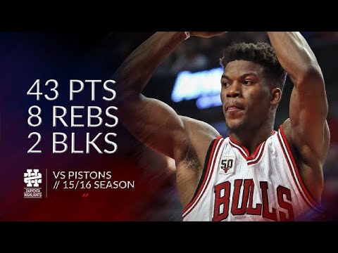 Jimmy Butler 43 pts 8 rebs 2 blks vs Pistons 15/16 season