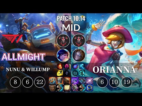 T1 Allmight Nunu & Willump vs Orianna Mid - KR Patch 10.14