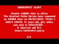 Canada Alert Ready - AMBER ALERT, Stratford, Ontario