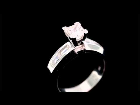 2.55 TCW 14k White Gold Princess Cut Diamond Engagement Ring