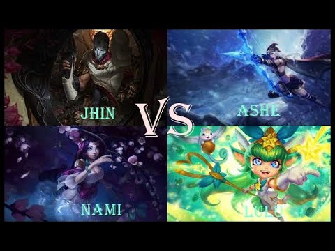 3 Level Jhin and Nami VS Ashe and Lulu - League of Legends (Bot lane)
