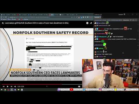 Another Norfolk Southern Train Derails, CEO Testifies | Hasanabi Nationalize The Rails