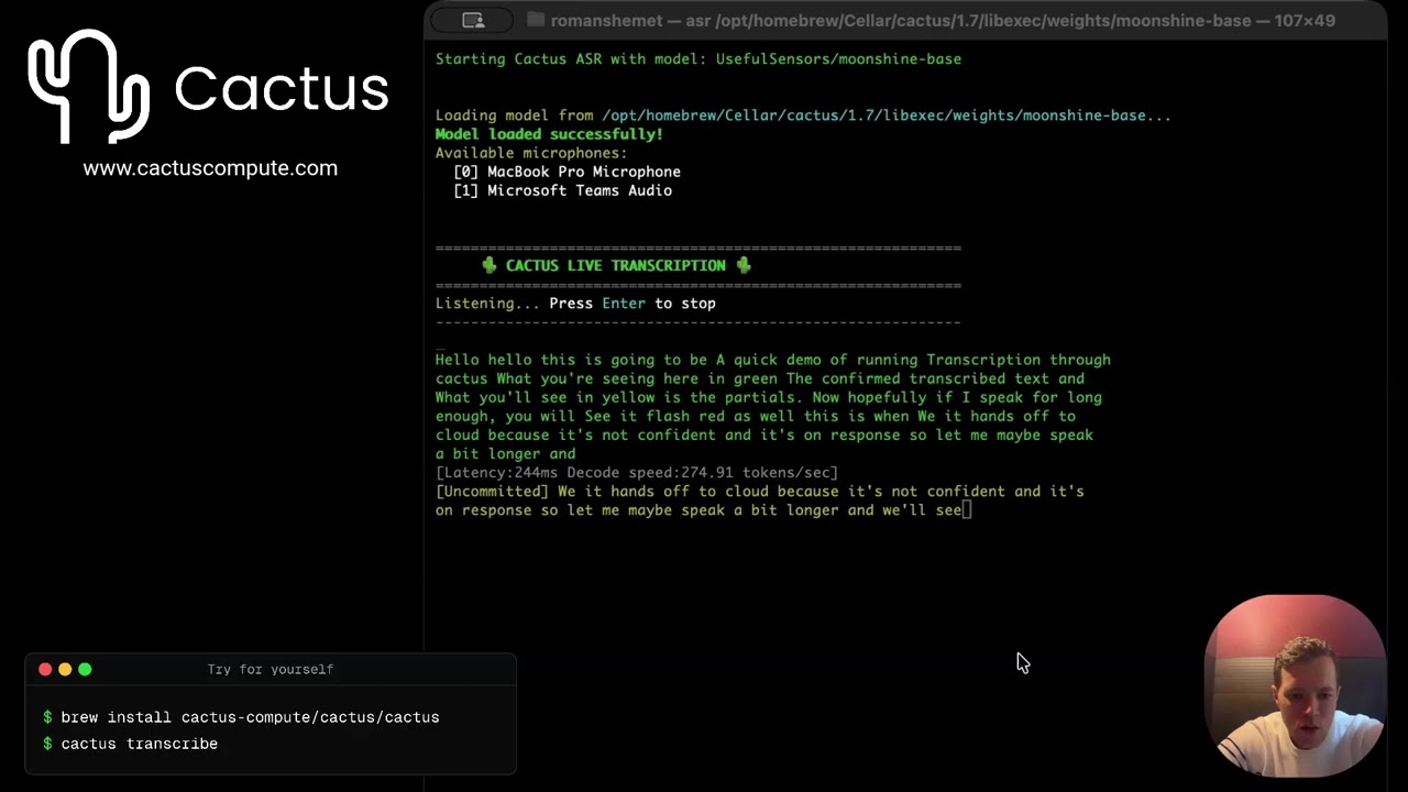 Realtime Hybrid Transcription With Cactus