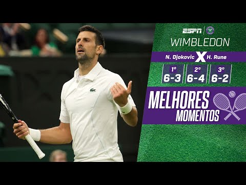 DJOKOVIC DOMINA E ATROPELA RUNE E VAI ÀS QUARTAS DE FINAL DE WIMBLEDON | melhores momentos