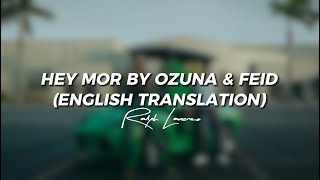 Hey Mor BY Ozuna & Feid (English Translation) | AUDIO | LYRIC VIDEO | VOICE BY RALPH LARENZO