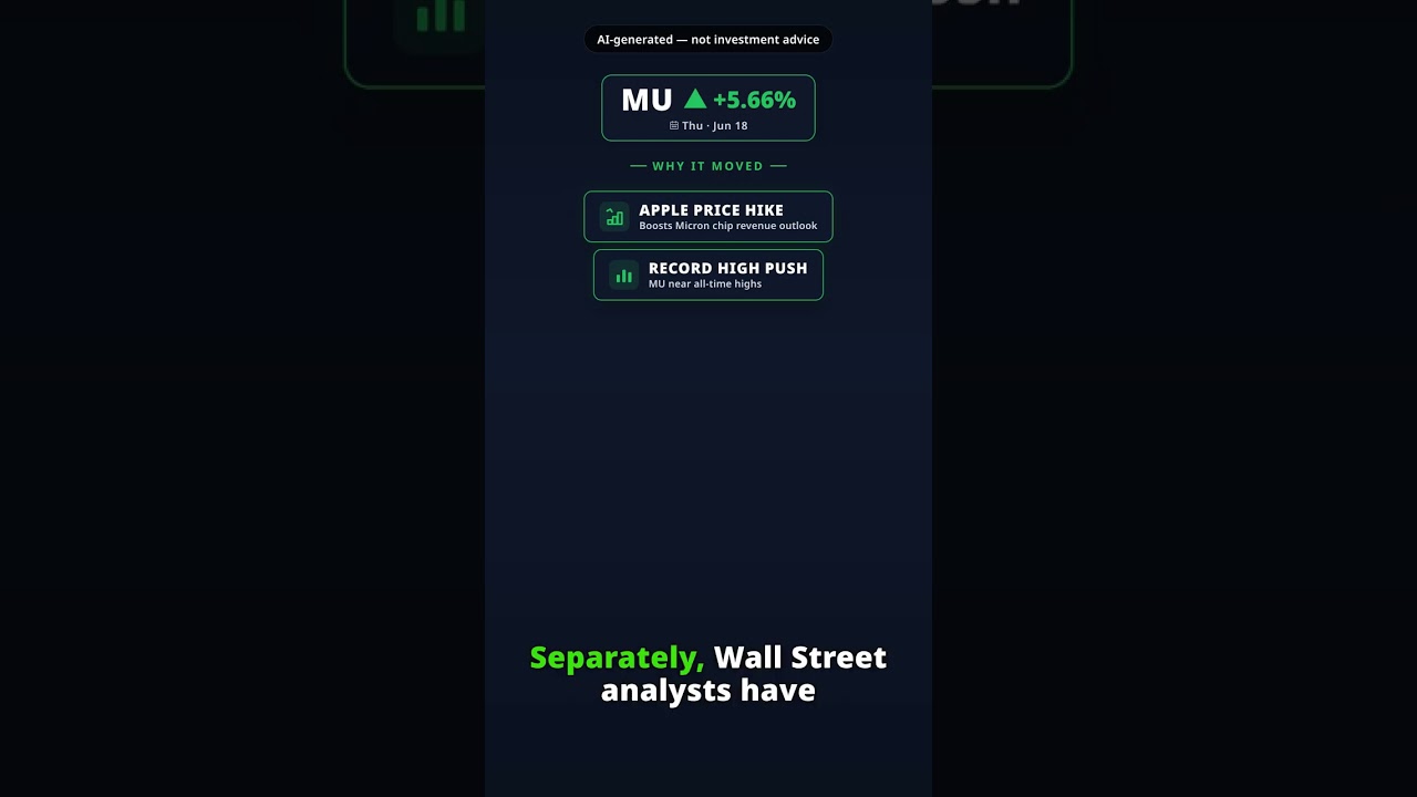 Why Is Micron Technology Stock Spiking Today? MU +5.66% (Jun 18) — Apple Price Hike Catalyst