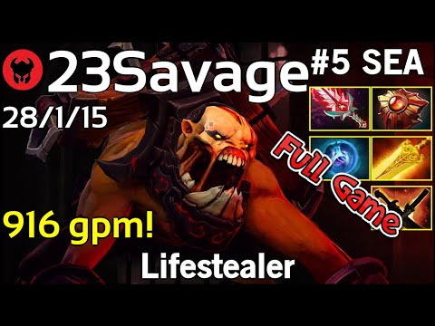 916 gpm! 23Savage plays Lifestealer!!! Dota 2 Full Game 7.21