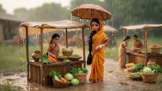 Download lagu Rainy day in Miniature doll Village story|Cooking Puri Aloo ki Sabji ASMR|Village Tiny Kitchen mp3