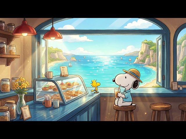 Summer Ocean View Cafe with Snoopy 🌊 Soft Lofi Beats Music for Study, Work & Calm Summer Mornings SDDEFAULT Thumbnail