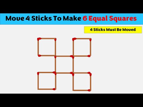 Move 4 Sticks To Form 6 Equal Squares || Matchstick Puzzles