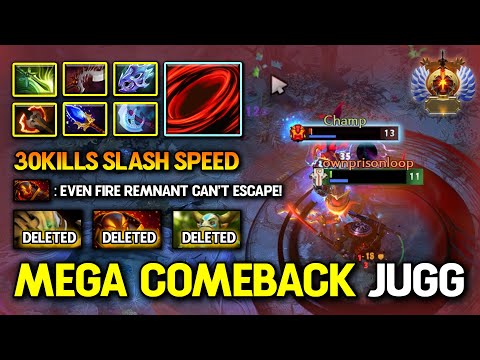 EPIC MEGA COMEBACK CARRY Juggernaut 30Kills With Crazy Attack Speed Build 7.37d DotA 2