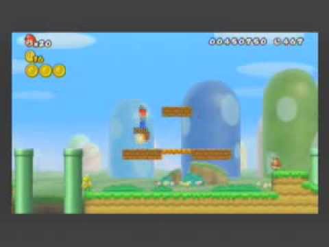 New Super Mario Bros Wii World 1-1 ONLY SPIN JUMPING