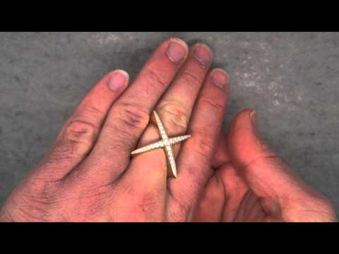 Angela Hubel - Red Gold & Diamond Cross Ring - ORRO Contemporary Jewellery Glasgow