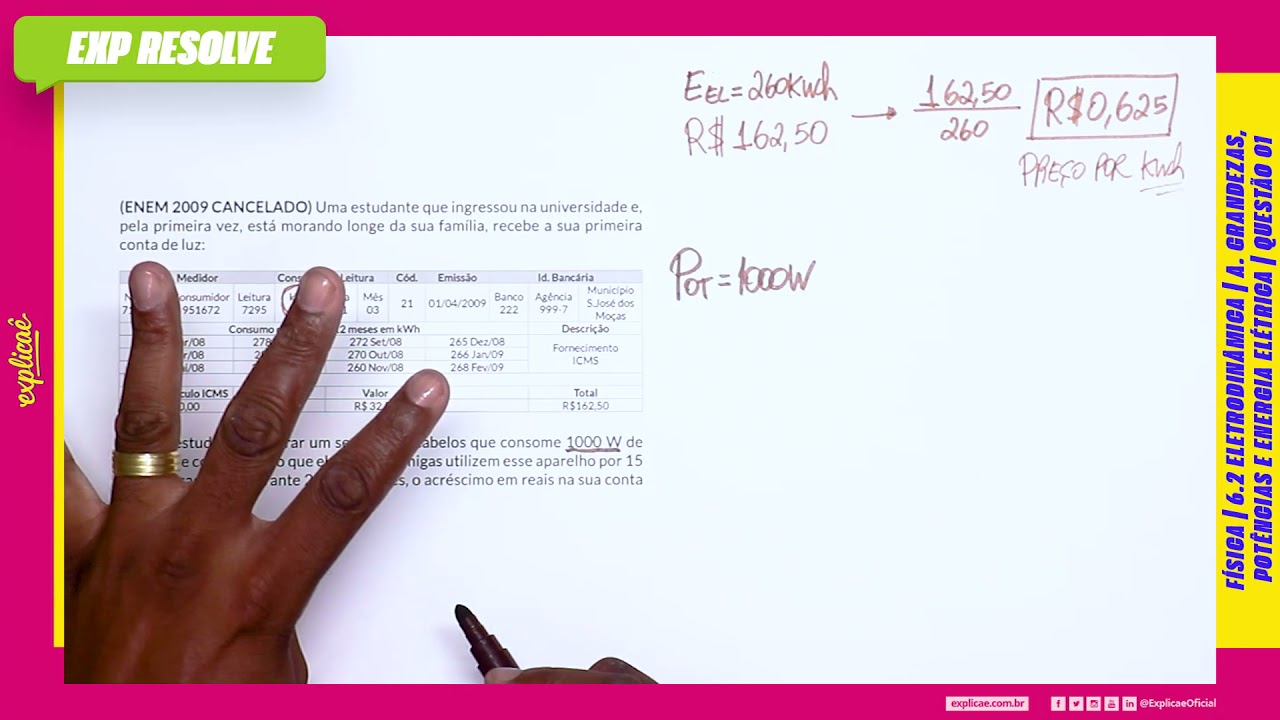 UMA ESTUDANTE QUE INGRESSOU NA UNIVERSIDADE E, PELA(...) | GRANDEZAS, POTÊNCIAS E ENERGIA ELÉTRICA
