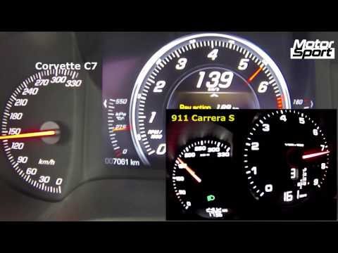 0-200 km/h : Corvette C7 Stingray VS Porsche 911 Carrera S (Motorsport)