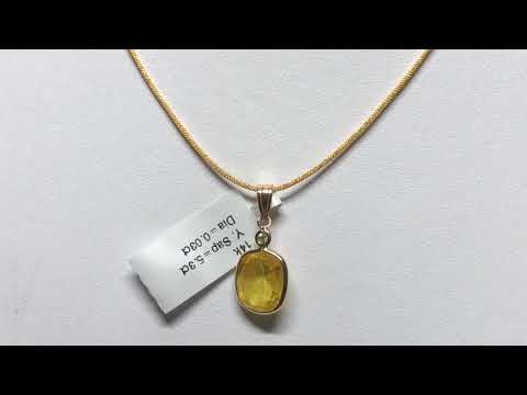 22. 14KT Yellow Sapphire(5.30ct) and Diamond(0.03ct) Pendant(1.8g) w/ S/Silver Chain