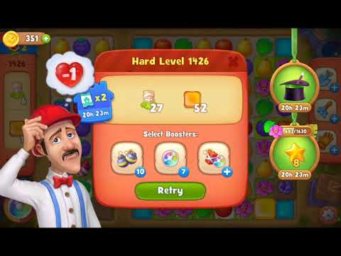 Gardenscapes Hard Level 1426 in 23 moves