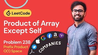 YouTube video 'Product of Array Except Self Hindi ( #leetcode 238 )'