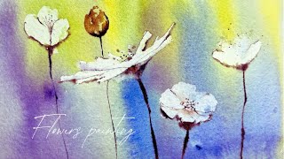 White Flowers Watercolor Tutorial | Tissue Lifting Technique | Easy & Relaxing