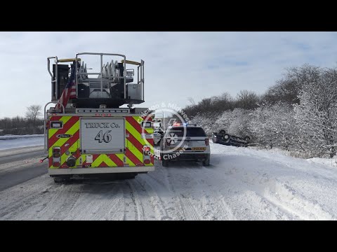 2-16-21 Car Roll Over Accident -Winter Storm Uri - Tinley Park, Illinois - Chicago Land Area - IL