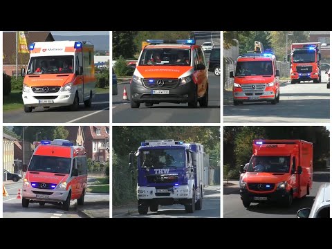 (Explosion in Schule / ManV 20) Einsatzfahrten zur Großübung in der Stadt Elze
