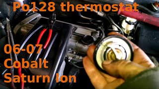 Thermostat replacement P0128 2006 2007 Chevrolet Cobalt.  How to change thermostat