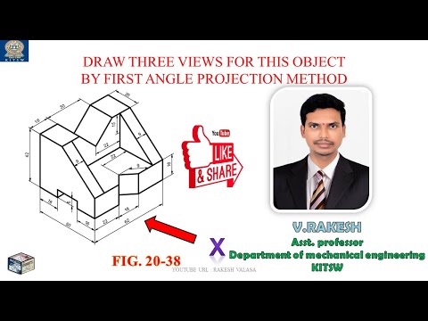 Fig. No. 20-38; Orthographic projections (Engineering drawing by N. D. BHATT) with explanation