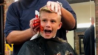 Barber Pranks Kid By Pretending Hes Cut His Ear Of