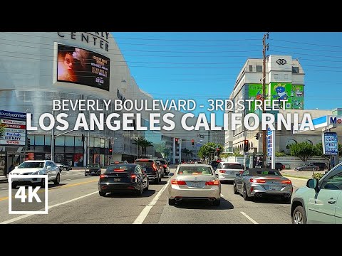 [4K] Driving Los Angeles - Beverly Boulevard and 3rd Street, California, USA, 4K UHD