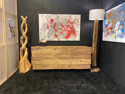 Nuova credenza da soggiorno in legno massello antico rustico [Xlab Design]