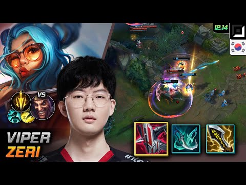 Viper Adc Zeri Immortal Shieldbow Lethal Tempo - Viper Zeri Match Highlight - LOL KR 12.14