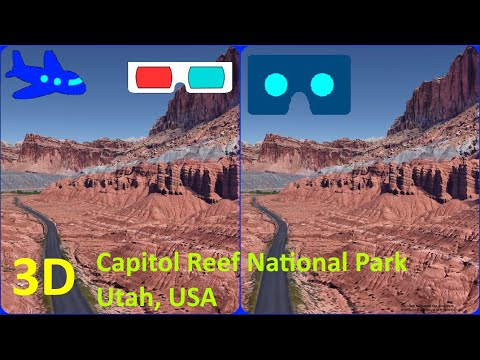 Capitol Reef National Park 3D video - for VR Box & RED/CYAN ANAGLYPH, 3D, Stereogram, SBS, Utah, USA