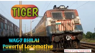 TIGER FACE WAG-7 TWINS BHILAI Hauling PETROL Freight  #indianrailways #railfans #explore #trainlover